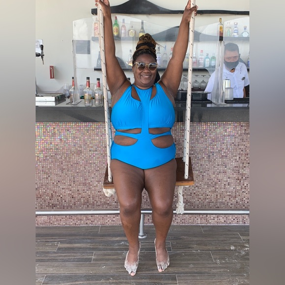 Monif C. Other - Monif C Blue cut out swimsuit